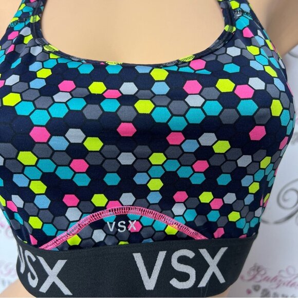 Victoria secret sports bra neon dotted multi rainbow color stretchy VSX sporty - Picture 7 of 10